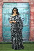 Black Color Mulmul Cotton Saree