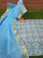 Pastel color cotton suit with kota doriya dupatta
