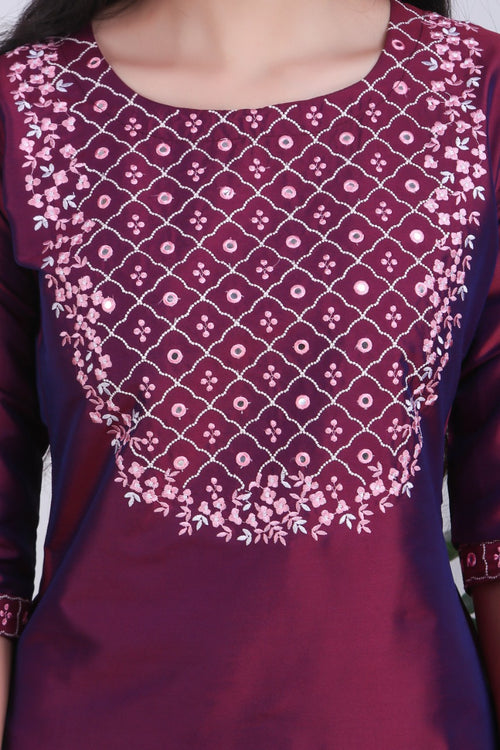 Soft Silk suit with hand work