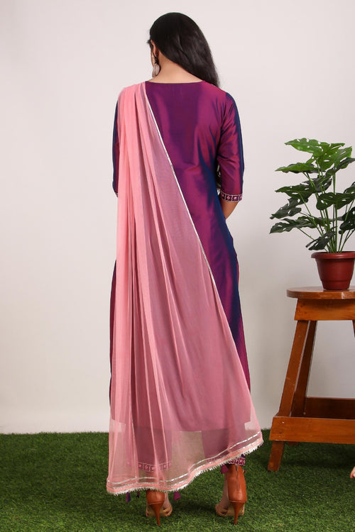 Soft Silk suit with hand work