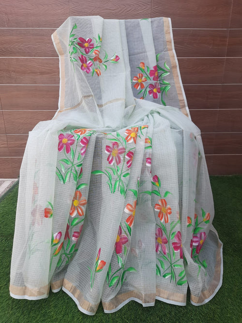 PASTEL COLOR KOTA DORIA HAND PAINTED ESAREE