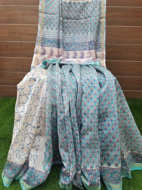 Pastel color Chanderi Maheshwari silk Saree