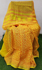 Yellow Soft Chanderi Maheshwari Saree