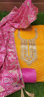 Yellow color kota laharia dress material