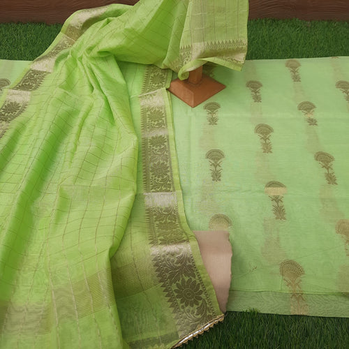 Light pista green color banarsi suit