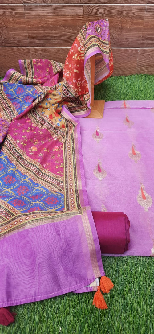 Pink Banarasi Suit With Digital Print Banarasi Dupatta