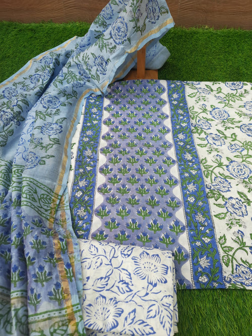Cotton dress material with chanderi duptta