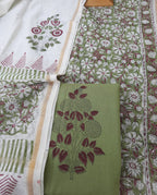 Green Premium Chanderi Block Print Suit