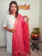 RED COLOUR DUPTTA WITH LEHARIYA PRINT