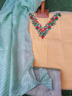 Kota Doria Embroidery Work Suit WITH KOTA DORIA DUPTTA