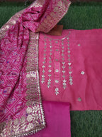 Pink chanderi gotta patti suit