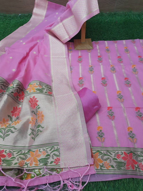 lavender color banrasi meenakari weaving zari suit