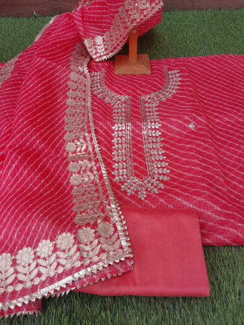 PEACH COLOR LAHARIYA KOTA GOTTA PATTI SUIT