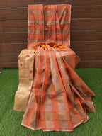 Soft resham silk embroidery checks pattern saree