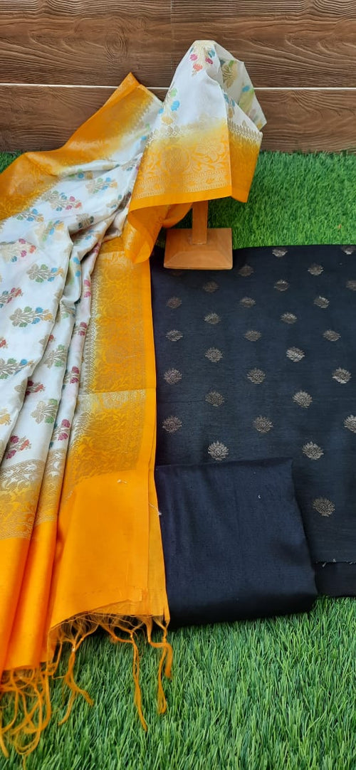 Black color banarsi silk with zari weaving meenatifli dupatta
