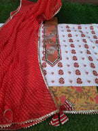 white color Cotton gotta detailing suit