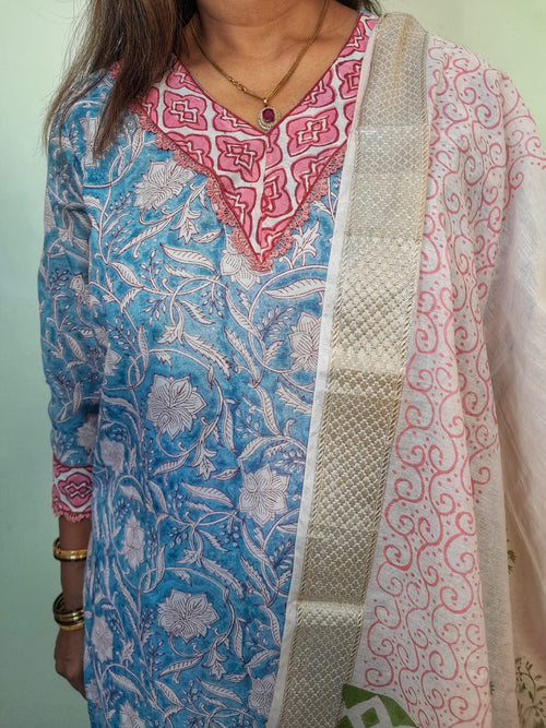 MAHESHWARI STITCHED SUIT WITH MAHESHWARI DUPATTA