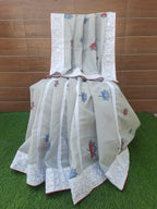 Pigeon color picwai print chanderi silk saree