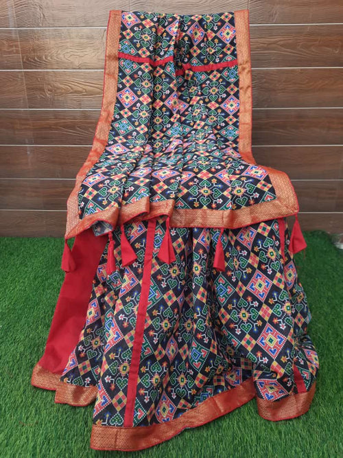Black color patola print chanderi silk Saree - Aaditri fab