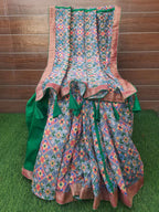 Grey color patola print Chanderi silk Saree