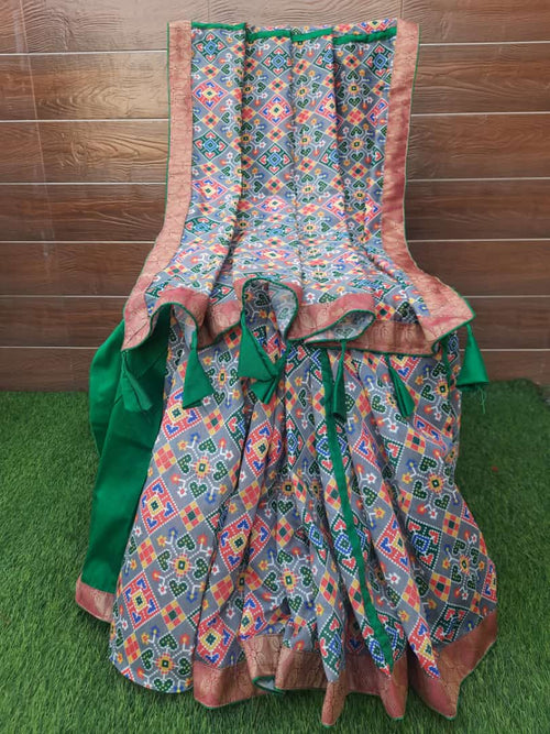 Grey color patola print Chanderi silk Saree