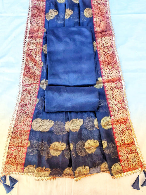 Black color silk fabric with banarsi silk dupatta