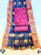 Maroon color silk fabric with banarsi silk dupatta