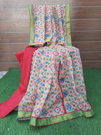 Beige color patola print chanderi saree
