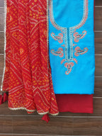 light sky blue color handloom dress material