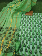 Light green color Handloom Cotton dress material