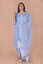 Lavender color cotton suit Suit With mulmul cotton Dupatta