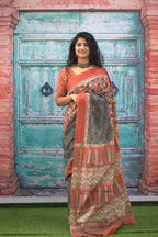 Pastel color mulmul cotton saree