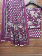 Wine color soft cotton material with mulmul cotton dupatta