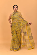 Bagru Print Kota Doria Hand Block Print Saree