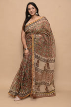 Bagru Print Hand Block Kota Doria Saree
