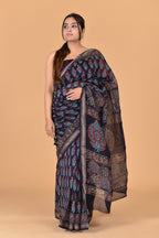 Ajrakh print Maheshwari silk saree