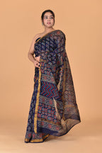 Ajrakh print Maheshwari silk saree