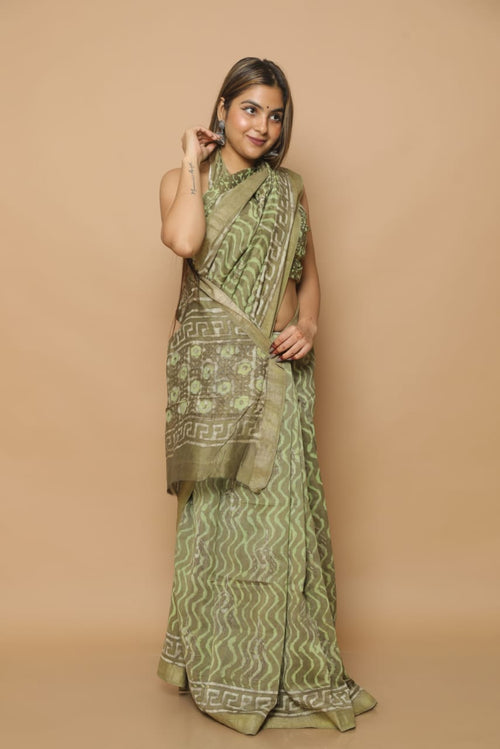 Pastel color Maheshwari silk saree