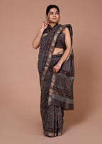 Ajrakh print Maheshwari silk saree