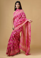 Magenta Maheshwari silk saree