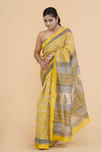 Bagru print Maheshwari silk saree