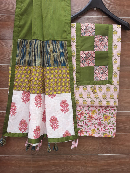 Pink color designer cotton dress material