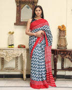 Grey color mulmul cotton saree