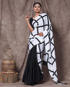 Geometric Print Soft Mulmul Cotton Saree