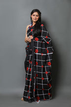 Black color soft mulmul cotton saree