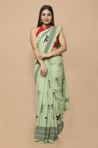 Pista Green color Mulmul cotton saree
