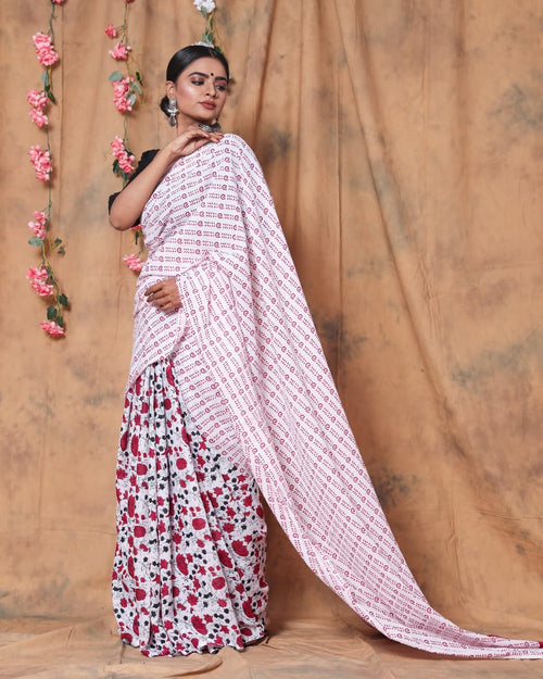 Floral print Soft mulmul cotton saree