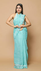Light Sky Blue Color Mulmul cotton saree