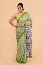 Pastel green color cotton saree