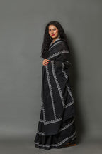Black color Mulmul cotton saree